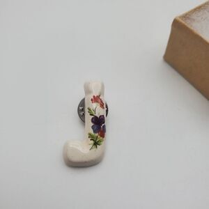 Cottagecore floral initial J customized‎ and personalized gift idea brooch pin